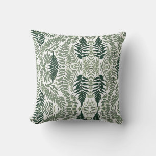 Sage Green Floral Elegant Throw Pillow