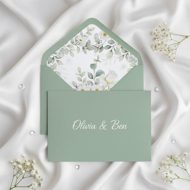 Sage Green Floral Envelope Liner (Creator Uploaded)
