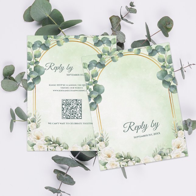 Sage Green Floral Eucalyptus Botanical Wedding RSVP Card (Sage Green Floral Eucalyptus Botanical Wedding RSVP Card)