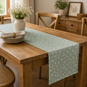 Sage Green Floral , Farmhouse, Cottagecore Long Table Runner