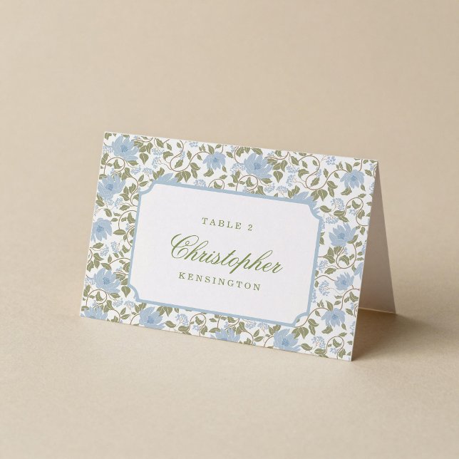 Sage Green Floral Folded Wedding Place Card (Creator Uploaded)