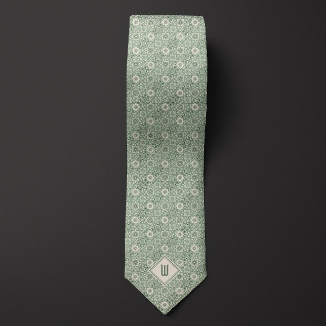 Sage Green Floral Inspired Pattern Neck Tie (Creator Uploaded)