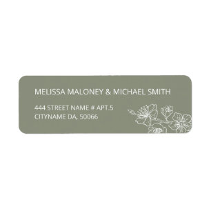 Sage Green Floral Line Art  Label