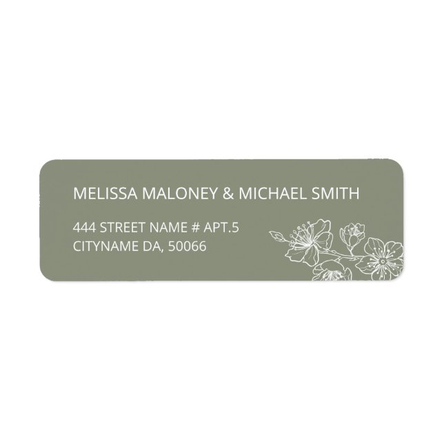 Sage Green Floral Line Art  Label (Front)