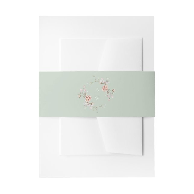 Sage Green Floral Monogram Wedding Belly Band (Front Example)