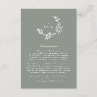 Sage Green Floral Monogram Wreath Wedding Enclosure Card