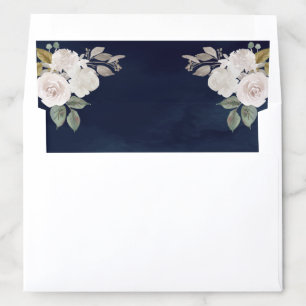 Sage Green Floral Navy Blue Wedding Envelope Liner