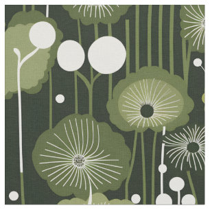 Sage green floral on dark background fabric