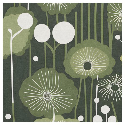 Sage green floral on dark background  fabric