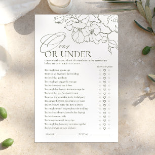 Sage Green floral Over or Under bridal shower game