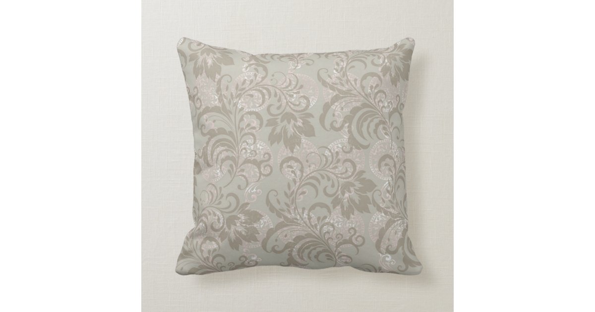Sage Green Floral Pattern Throw Pillow