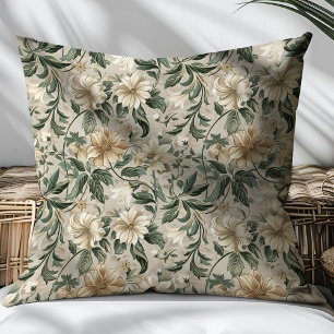 Sage Green Floral Pillow Modern Chic Home Decor