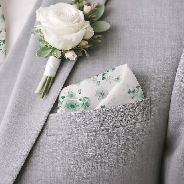 Sage Green Floral Pocket Square Bandana (Creator Uploaded)