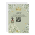 Sage Green Floral Princess and Frog Quinceañera QR