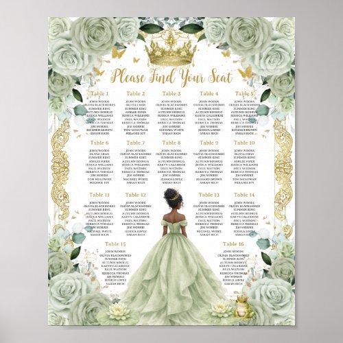 Sage Green Floral Princess and Frog Seating Chart