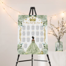 Sage Green Floral Princess and Frog Seating Chart