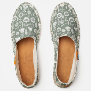 Sage Green Floral Print UBUNTU Espadrilles