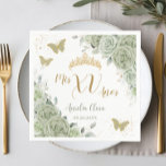 Sage Green Floral Quinceanera Birthday Butterflies Napkins<br><div class="desc">Personalize these chic sage green floral party napkins / serviettes with your own wording easily and quickly. Simply click the "Edit Using Design Tools" button to modify the text, wording, font style, font size, and font color. You can also add or remove text, and move or remove images. The butterflies...</div>