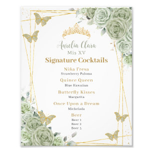 Sage Green Floral Quinceanera Signature Cocktails  Photo Print