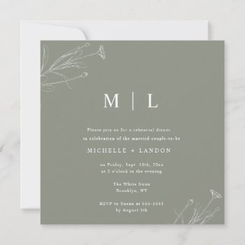 Sage Green Floral Rehearsal Dinner Invitation by Beanhamster at Zazzle