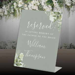 Sage Green Floral Reserved Father Mother Memorial Pedestal Sign
