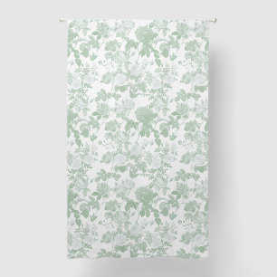 Sage Green Floral Roses French Chinoiserie Pattern Blackout Curtains
