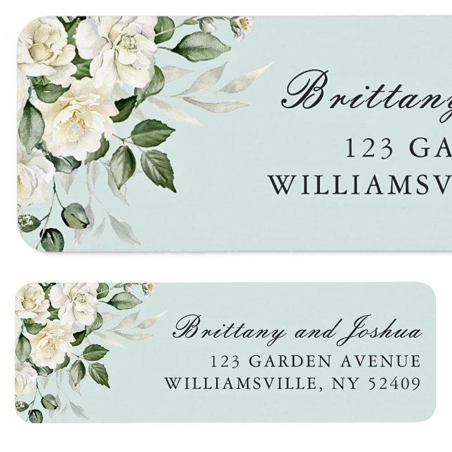 Sage Green Floral Script Wedding Return Address Label (Creator Uploaded)