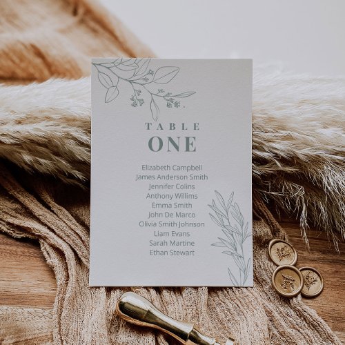 Sage Green Floral Seating Chart Cards