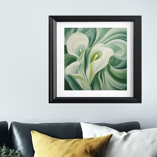 Sage Green Floral Semi_Abstract Poster