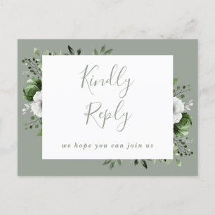 Sage Green Floral Song Request RSVP Postcard