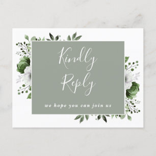 Sage Green Floral Song Request RSVP Postcard