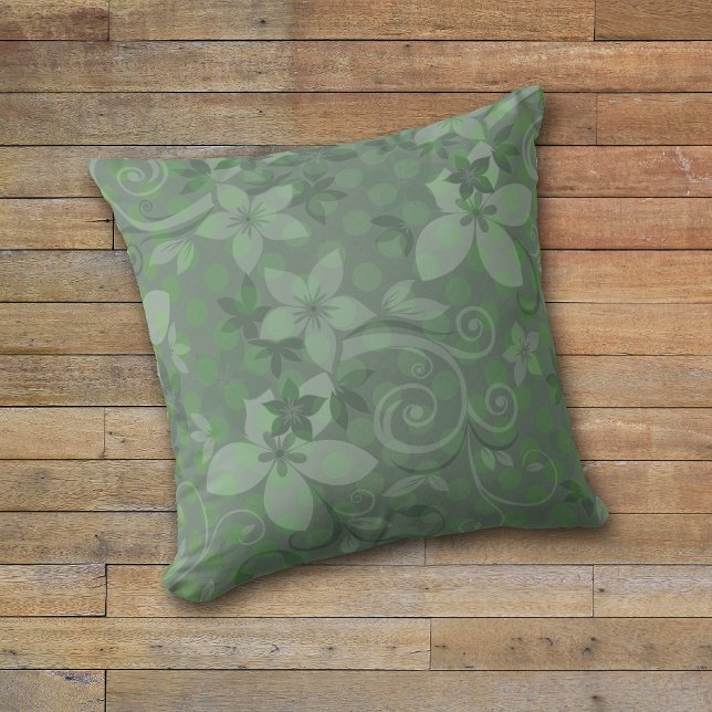 Sage Green Floral Swirl Throw Pillow (Creator Uploaded)