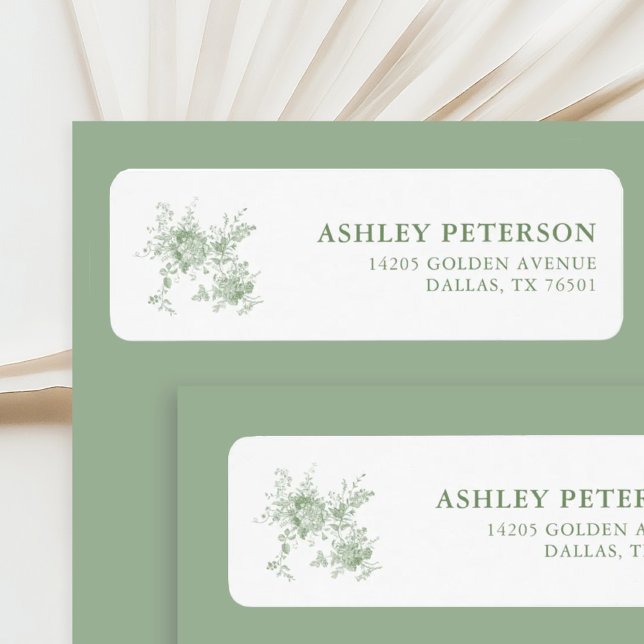 Sage Green Floral Toile Return Address Label (Creator Uploaded)