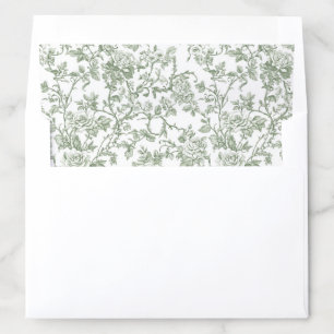 Sage Green Floral Toile Wedding Envelope Liner