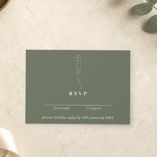 Sage Green Floral Trend Kindly Reply Wedding Invitation