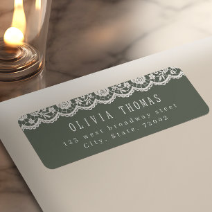 Sage Green Floral Vintage Lace Return Address Label