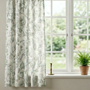 Sage Green Floral Vintage Toile Pattern Blackout Curtains