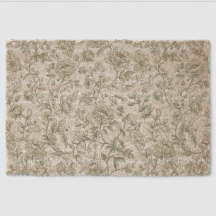 Sage Green Floral Vintage Toile Pattern  Fiber Doormat