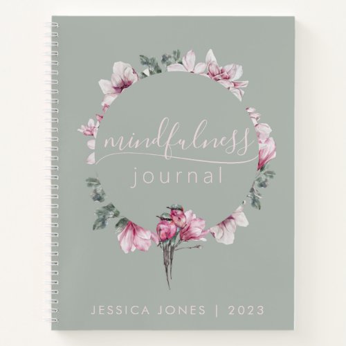 Sage Green Floral Watercolor Mindfulness Journal