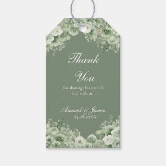 Sage Green Floral Watercolor Wedding Favor Tags