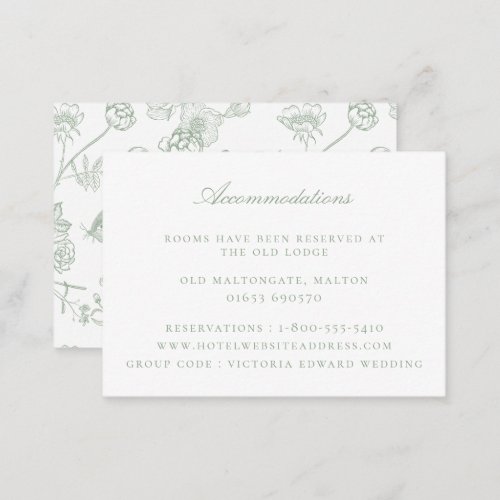 Sage Green Floral Wedding Accommodations Enclosure Card