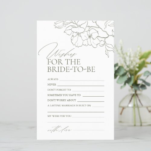 Sage Green floral wedding advice  wishes card
