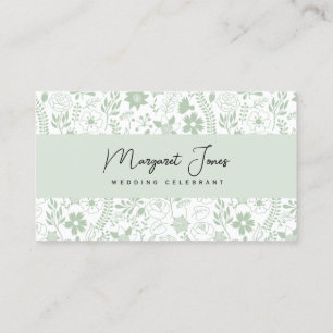 Sage Green Floral Wedding Celebrant Business Card