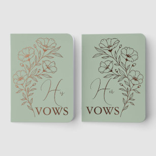 Sage Green Floral Wedding Ceremony Vows Foil Vow Books