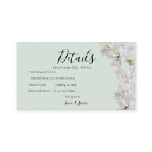 Sage Green floral Wedding Details Card