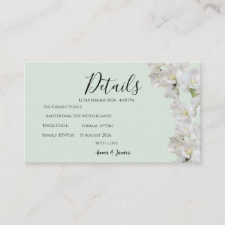 Sage Green floral Wedding Details Card
