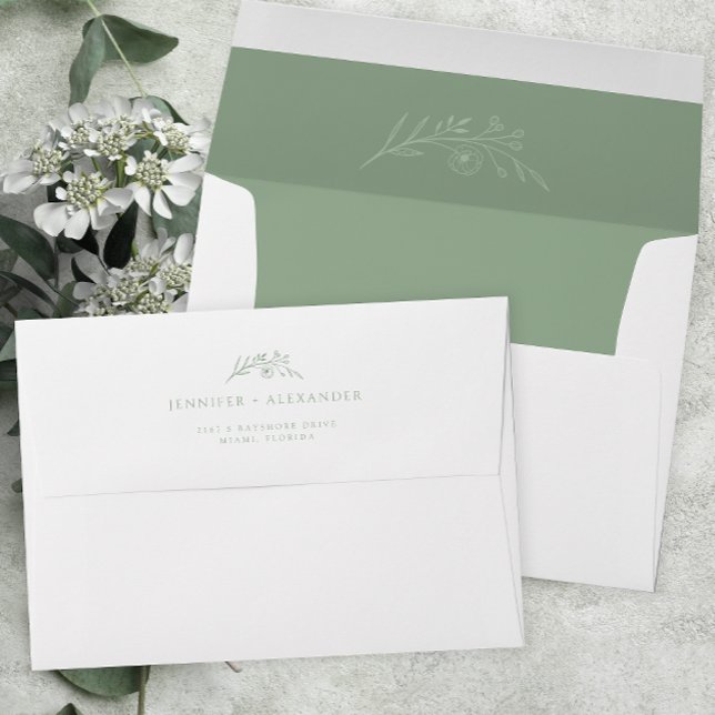 Sage Green Floral Wedding  Envelope (Creator Uploaded)