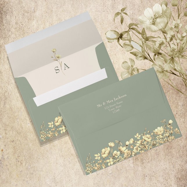 Sage Green Floral Wedding Envelope (Creator Uploaded)