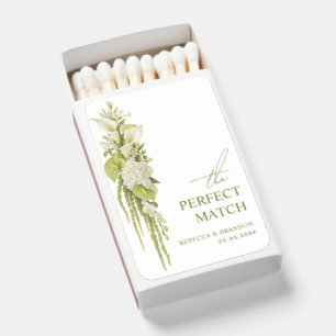 Sage Green Floral Wedding Favor Matchboxes