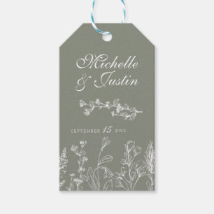 Sage Green Floral Wedding Favor Tags